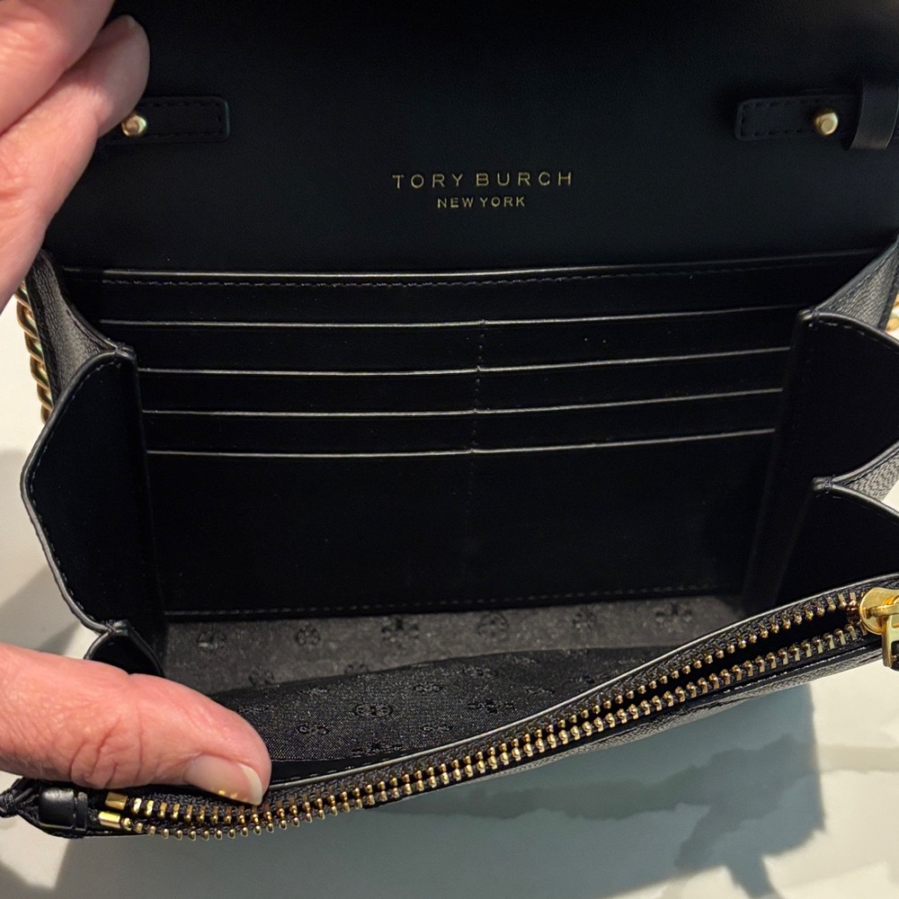 Tory Burch Black Quilted Leather Crossbody with Gold Chain - Picture 3 of 5